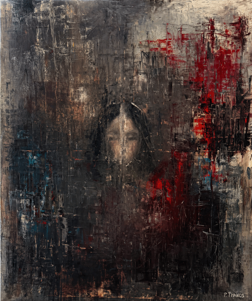 Emotional Realism Expressionism painting UNSEEN by Petros Thanos original artwork